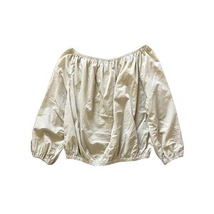 Lindsay Robinson Tan Puff Blouse, Sz M/L